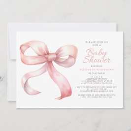 Rosa Coquette Bow Elegant Flicka Shower Inbjudningar