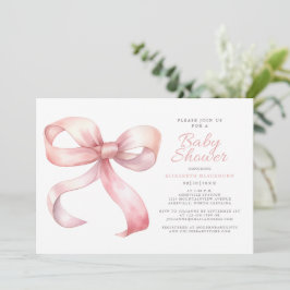 Rosa Coquette Bow Elegant Flicka Shower Inbjudningar