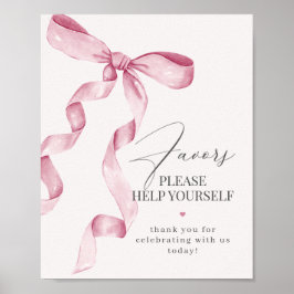 Rosa Coquette Bow-favoriter Party Decor-tecken Poster