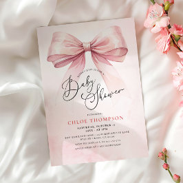 Rosa Coquette Bow Flicka Shower-inbjudan Inbjudningar