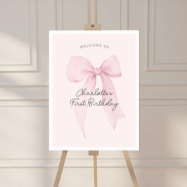 Rosa Coquette Bow Födelsedags Välkomstaffisch Poster