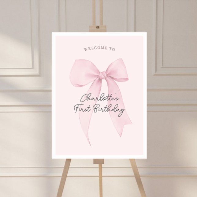 Rosa Coquette Bow Födelsedags Välkomstaffisch Poster (Skapare uppladdad)