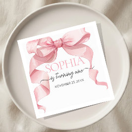 Rosa Coquette Bow Födelsedagsfest  Pappersservett