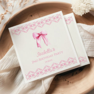 Rosa Coquette Bow-Födelsedagsfest Pappersservett