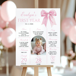 Rosa Coquette Bow första fotomilsten Poster
