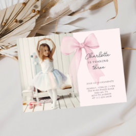 Rosa Coquette Bow Foto Födelsedagsinbjudan Inbjudningar