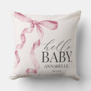 Rosa Coquette Bow Girl Baby Shower Gift Kudde