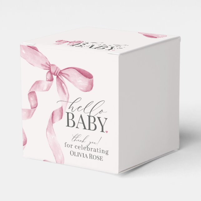Rosa Coquette Bow Girl Baby Shower Gift Presentaskar (Framsidan Sidan)