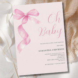 Rosa Coquette Bow Girl Oh Baby Shower Inbjudningar