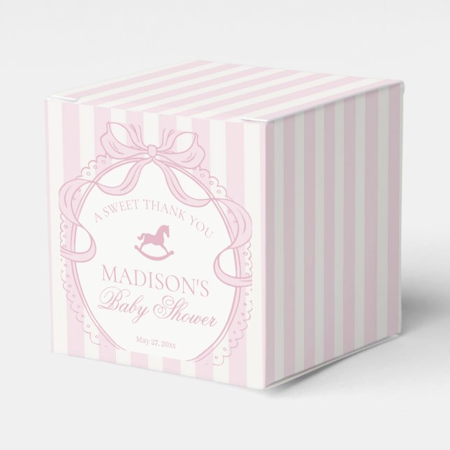 Rosa Coquette Bow Gungande Häst Baby Shower Presentaskar (Framsidan Sidan)
