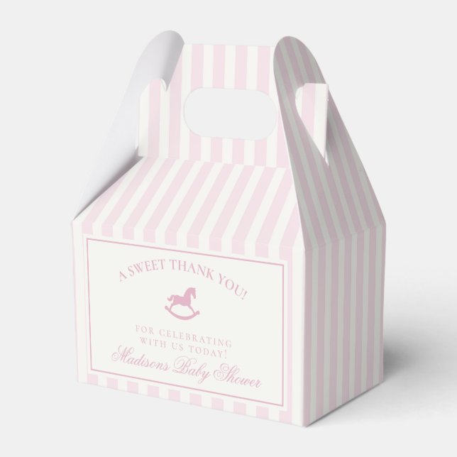 Rosa Coquette Bow Gunghäst Baby Shower Presentaskar (Framsidan Sidan)
