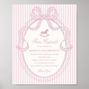 Rosa Coquette Bow Gunghäst Tids kapsel Poster