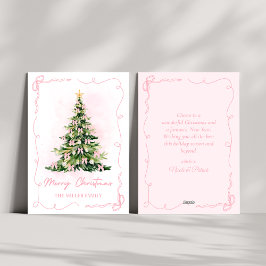 Rosa Coquette Bow Julgran God jul Julkort