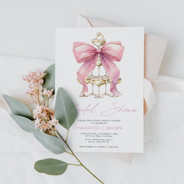 Rosa Coquette Bow-Möhippa Inbjudningar (Skapare uppladdad)