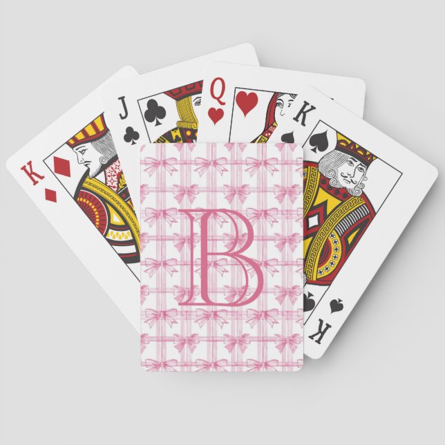 Rosa Coquette Bow Monogram Casinokort (Baksidan)