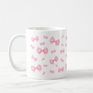 Rosa Coquette Bow Mönster Kaffemugg
