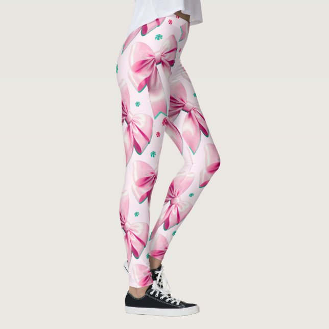 Rosa Coquette Bow-mönster Leggings (Höger)