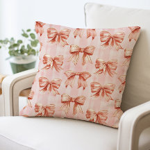 Rosa Coquette Bow Mönster Pillow