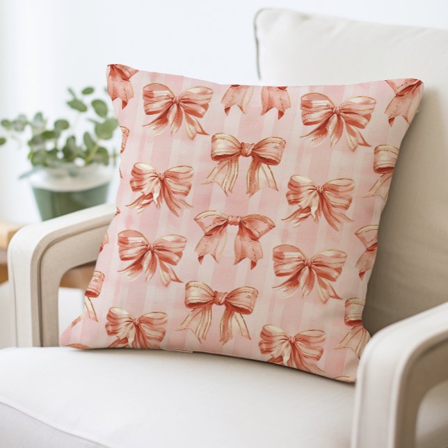 Rosa Coquette Bow Mönster Pillow Kudde (Skapare uppladdad)