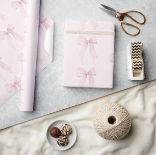Rosa Coquette Bow Mönster Presentpapper