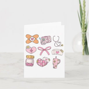 Rosa Coquette Bow Nurse Kvinnor i Valentines day Kort