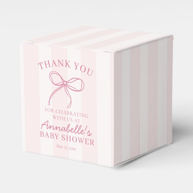 Rosa Coquette Bow Pastel Baby Shower Dessert Presentaskar (Framsidan Sidan)