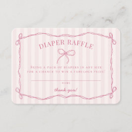 Rosa Coquette Bow Pastel Baby Shower Raffle Tilläggskort