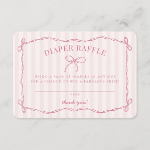 Rosa Coquette Bow Pastel Baby Shower Raffle Tilläggskort