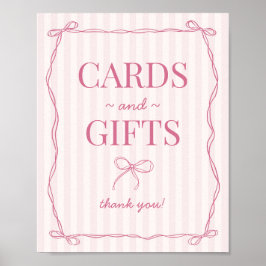 Rosa Coquette Bow Pastel Cards and Gifts Sign Poster