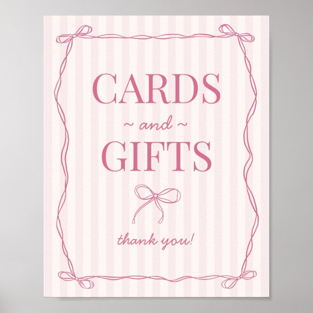 Rosa Coquette Bow Pastel Cards and Gifts Sign Poster (Framsidan)