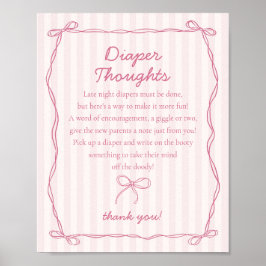 Rosa Coquette Bow Pastel Diaper Thouwer Shower Poster