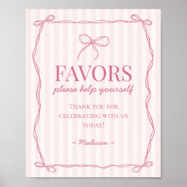 Rosa Coquette Bow Pastel Favorittecken Poster