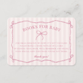Rosa Coquette Bow Pastel Shower Bokar för Baby Tilläggskort