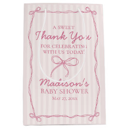 Rosa Coquette Bow Pastel Stripe Baby Shower-favori