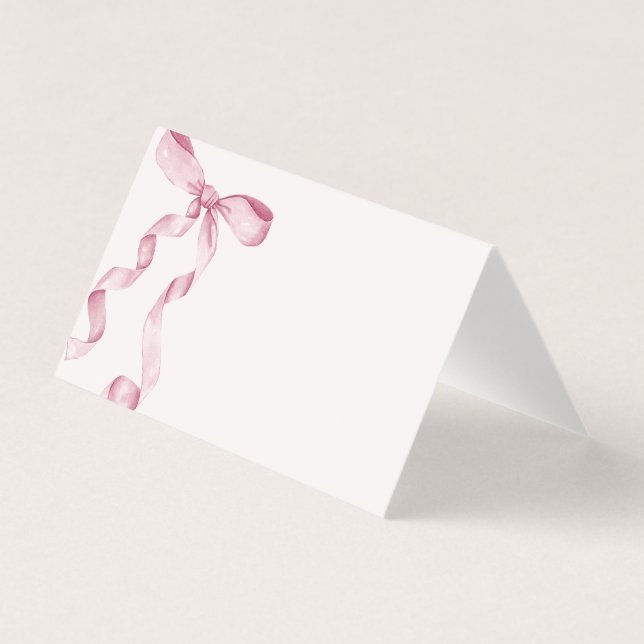 Rosa Coquette Bow Place Card Bord Decor Kort (Framsida)