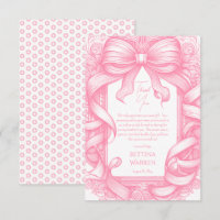 Rosa Coquette Bow Ribbon Toile de Jouy Baby Shower