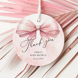 Rosa Coquette Bow Tack Baby Shower Gåvor Etiketter