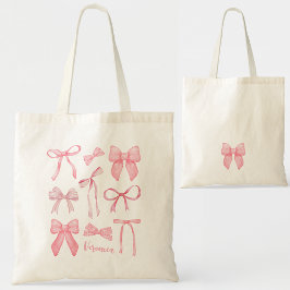 Rosa Coquette Bow Trendig Feminine Girly Aesttheti Tygkasse