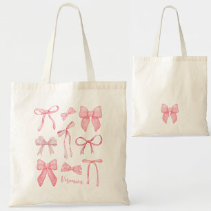 Rosa Coquette Bow Trendig Feminine Girly Aesttheti Tygkasse