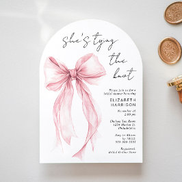 Rosa Coquette Bow Watercolor Arch-Möhippa Inbjudningar