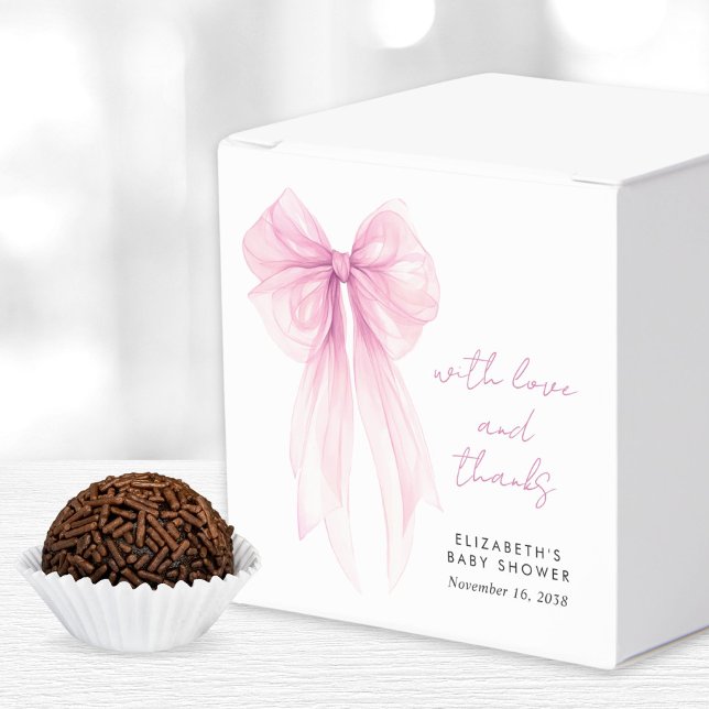 Rosa Coquette Bow Watercolor Flicka Shower Presentaskar (Skapare uppladdad)