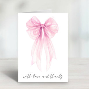 Rosa Coquette Bow Watercolor Flicka Shower Tack Kort