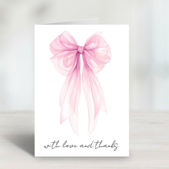 Rosa Coquette Bow Watercolor Flicka Shower Tack Kort (Skapare uppladdad)