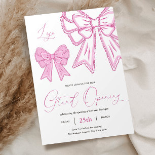Rosa Coquette Bows Feminine Grand Open Business Inbjudningar