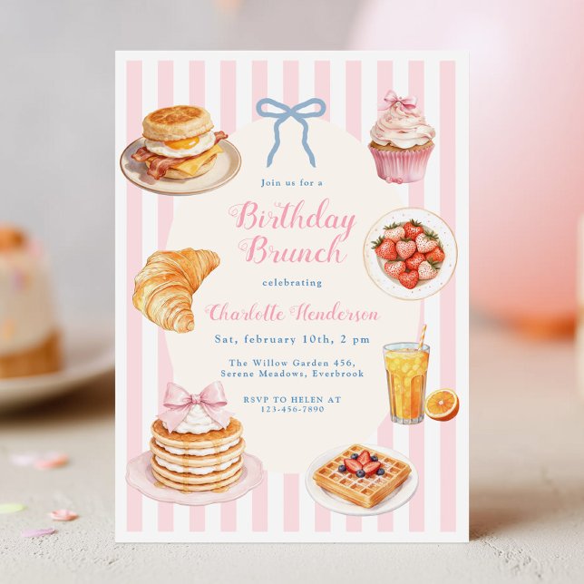 Rosa Coquette Brunch Födelsedagsinbjudan Inbjudningar (Skapare uppladdad)