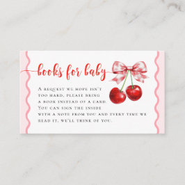 Rosa Coquette Cherry Baby Shower Bokar för Baby Tilläggskort