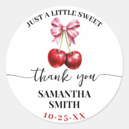 Rosa Coquette Cherry Baby Shower Party Party Favor Runt Klistermärke