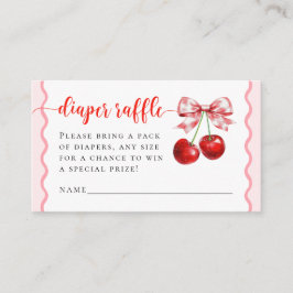 Rosa Coquette Cherry Baby Shower Raffle Tilläggskort