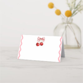 Rosa Coquette Cherry Blank Food Label Place Card Placeringskort