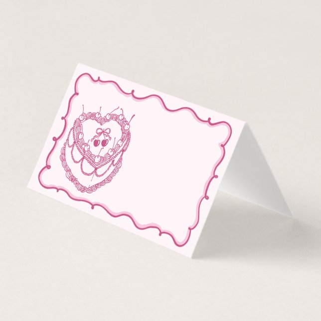 Rosa Coquette Cherry Cake Bachelorette Place Kort (Framsida)